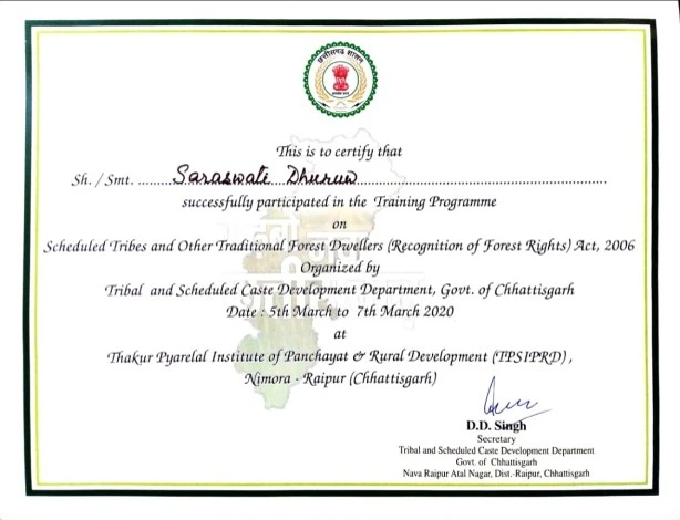 Participation in training Programme for ST & OTFD